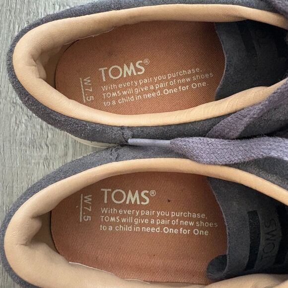 Toms Womens‎ Lenox Suede Lace Up Sneakers Dark Gray Classic Minimalist Size 7.5 - Picture 6 of 6